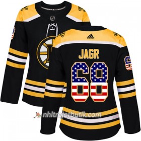 Dame Ishockey Boston Bruins Tröja Jaromir Jagr 68 Adidas 2017-2018 Svart USA Flag Fashion Authentic